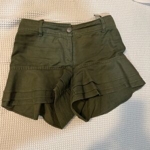 CHANEL Green Ruffled Shorts